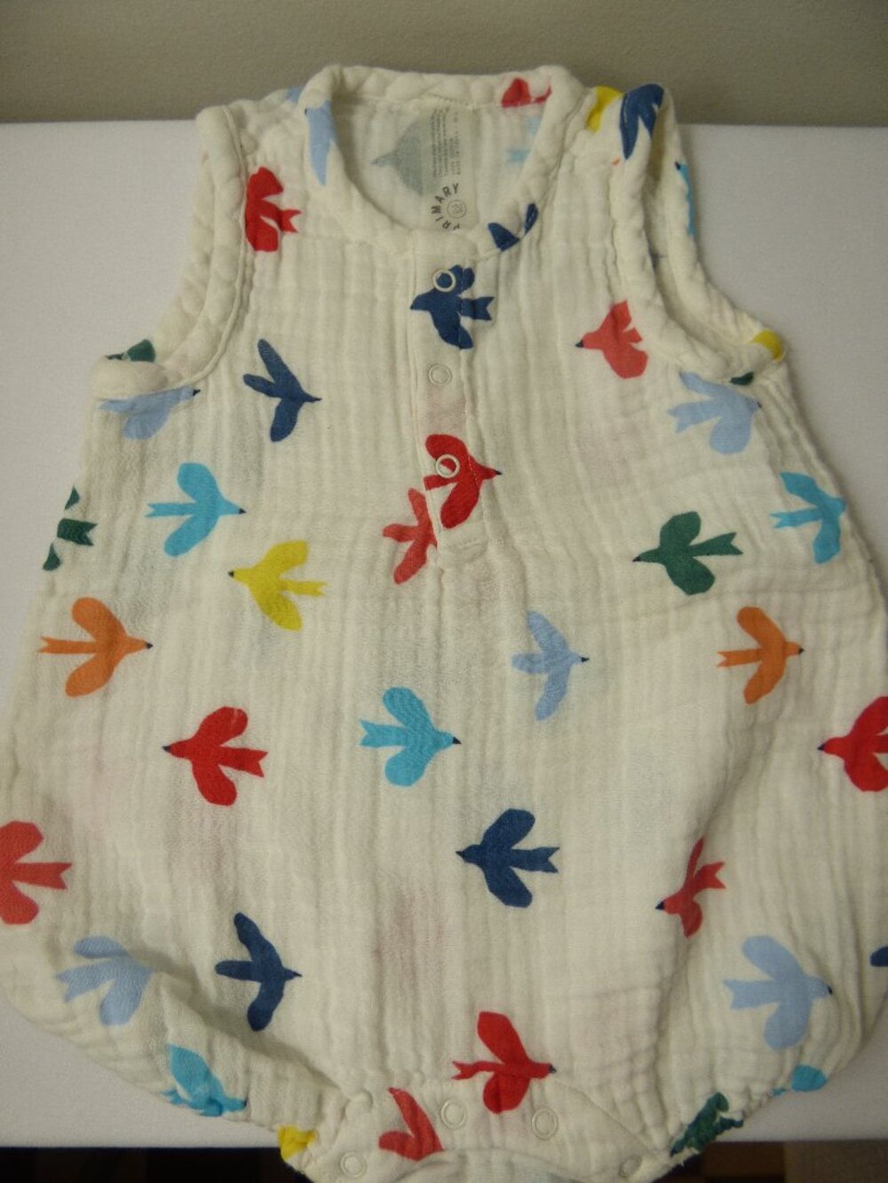 Primary Baby Muslin Bird Romper, Size 0-3 Months